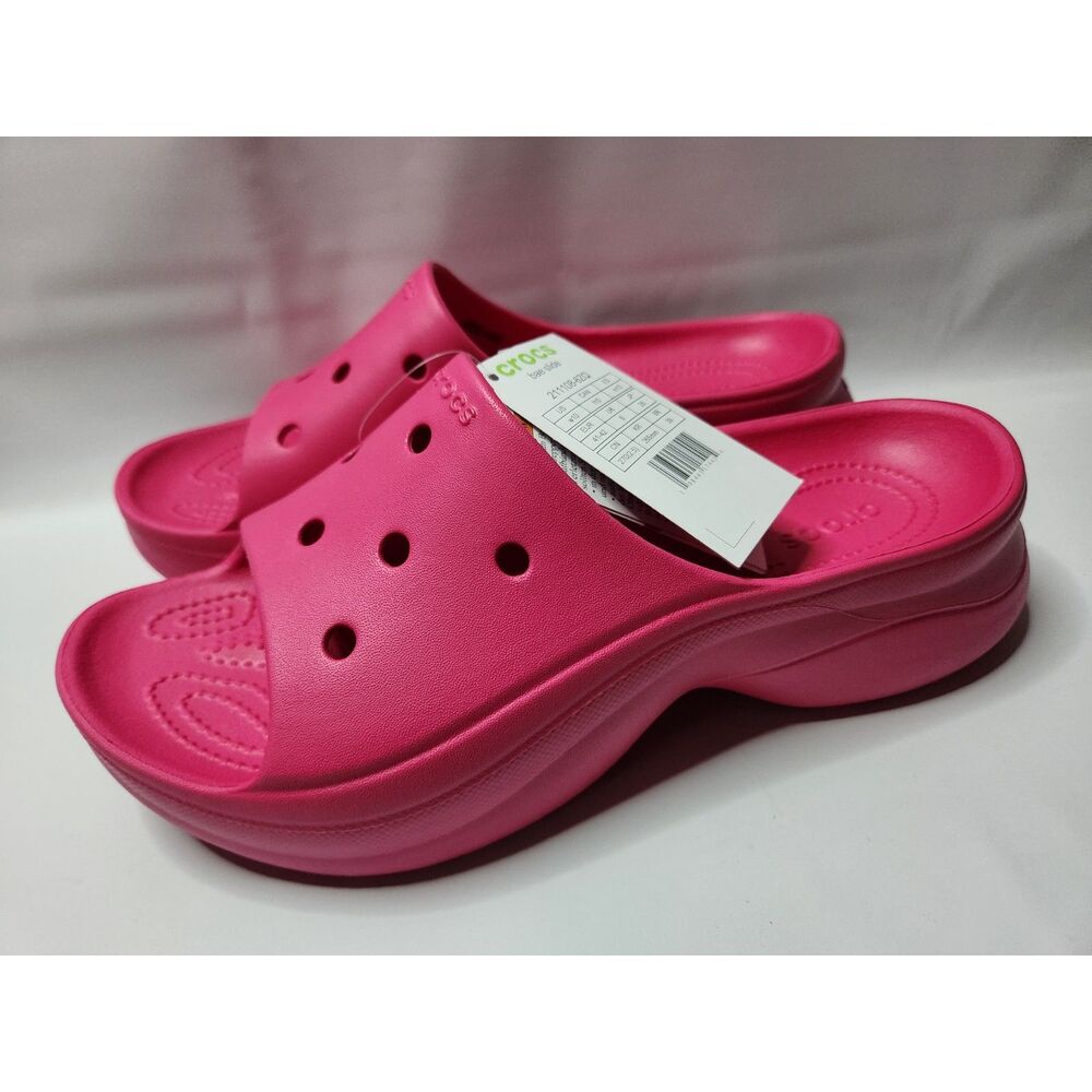 Crocs Bae Slide Sandals Women’s 10 Dragon Fruit Pink Platform Slides